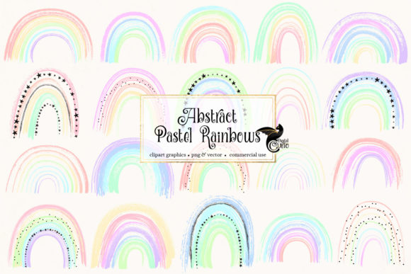 Abstract Pastel Rainbows Clipart and Illustrations