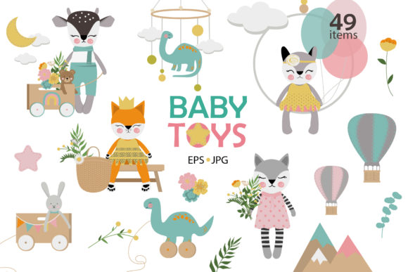Baby Toys Clipart and Illustrations