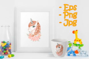 Beautiful Unicorns with a Bouquet Illustrations