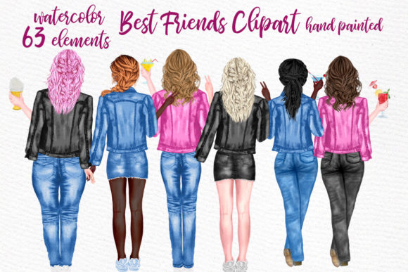 Best Friends Clipart Jeans Jackets Mug Illustrations