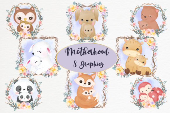Cute Motherhood Clipart Set Graphic and Illustrations