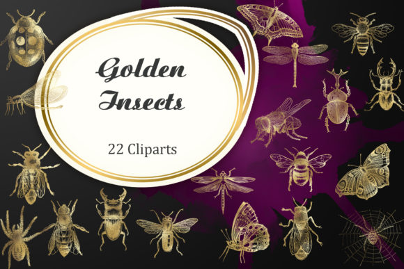 Golden Insects Illustrations