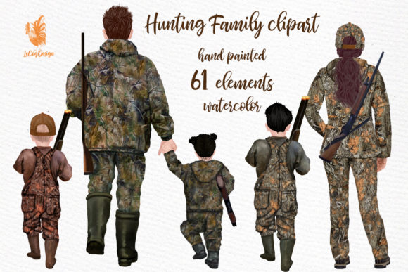 Hunters Family Clipart & Illustrations