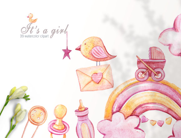 It's a Girl Clipart. Illustrations