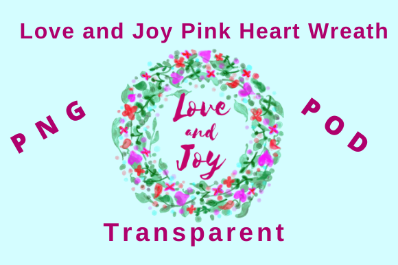 Love and Joy Pink Heart Wreath Illustrations