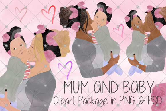 Mum, Baby Clipart for Illustrations
