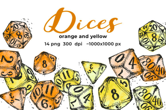 Orange and Yellow Dices Illustrations
