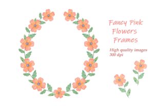 Pink Flowers Frames Illustrations