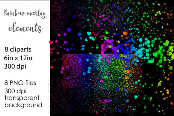 Rainbow Glitter Overlays Clipart and Illustrations