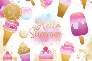 Summer Icecream Popsicle Clipart Set and Illustrations