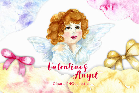 Valentine's Day Clipart with Angel. 15 P