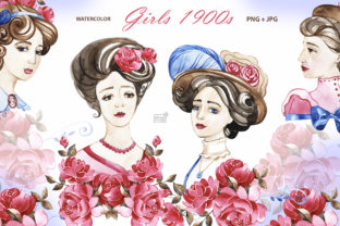 Vintage 1900s Girls Cliparts & Illustrations